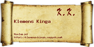 Klemens Kinga névjegykártya